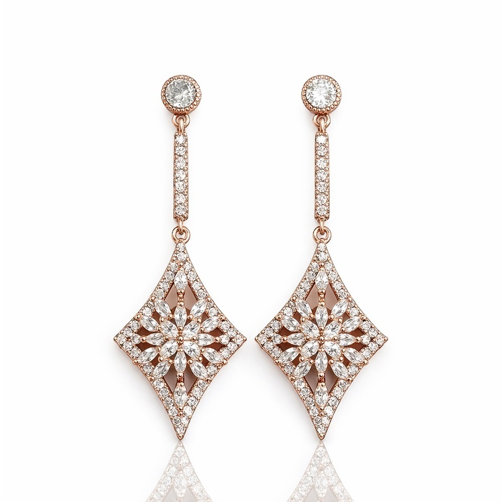 ⚜️ Chic Classic Rose Gold Dangle Earrings